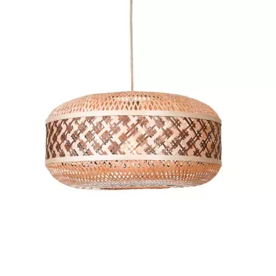 Candeeiro de teto suspenso em material trançado castanho