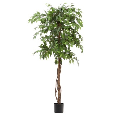 Árvore artificial verde com vaso preto