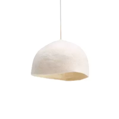 Luminária pendente redonda branca texturizada suspensa