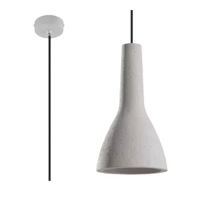 Candeeiro de teto pendente cinzento com textura e cabo preto