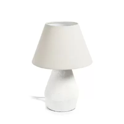 Candeeiro de mesa branco com cúpula bege claro