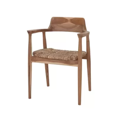 Cadeira de madeira moderna com almofada tecida