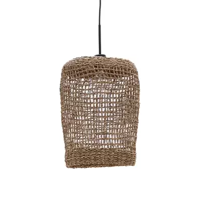 Candeeiro de teto pendente trançado castanho com cabo preto