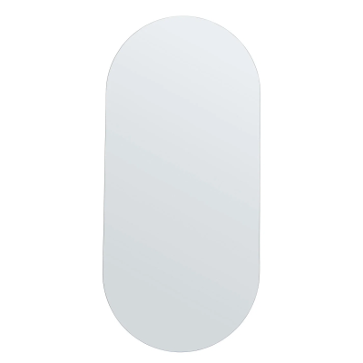Espelho oval grande com bordas arredondadas sem moldura
