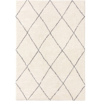 Tapete creme com padrão de losangos cinzentos finos