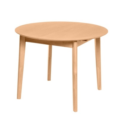 Mesa redonda de madeira natural com quatro pernas