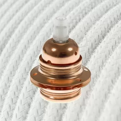 Casquilho de lâmpada em metal cobre com interruptor branco