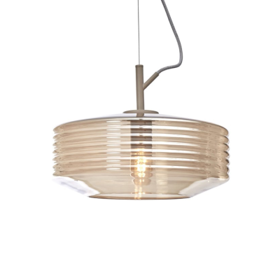 Luminária teto vidro castanho ranhuras translúcido