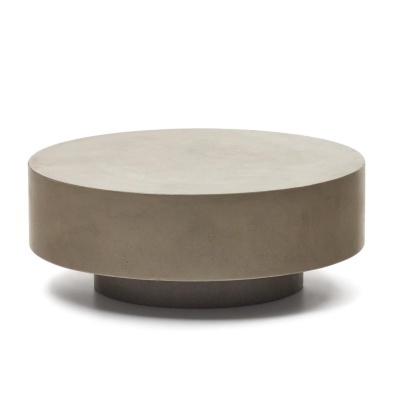 Mesa de centro redonda cinzenta em cimento