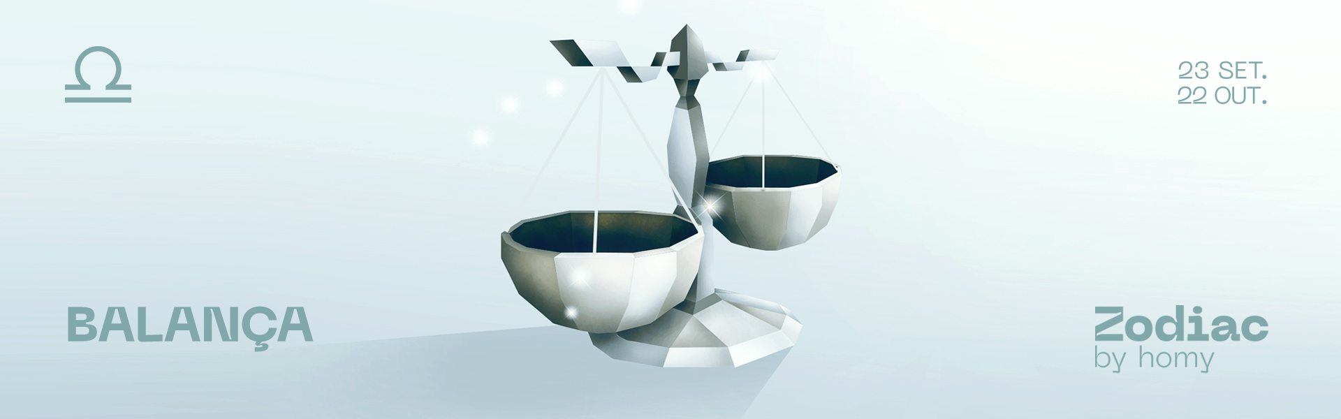 Balança metálica moderna com texto Zodiac e datas do signo Balança