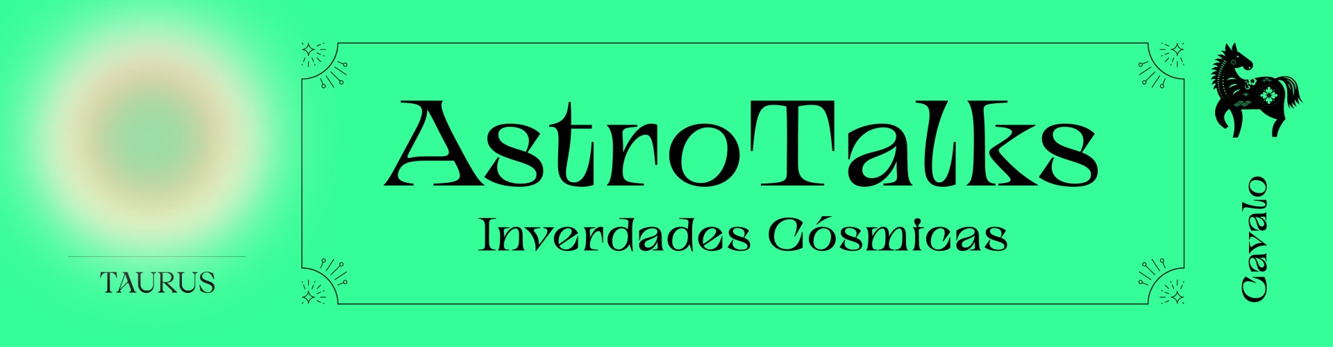Capa AstroTalks Inverdades Cósmicas com tema de signo Touro e cavalo