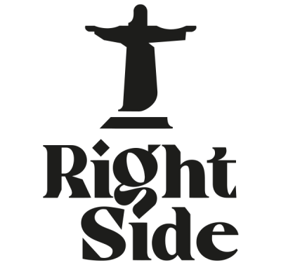 Logótipo com silhueta do Cristo Redentor e texto 'Right Side'