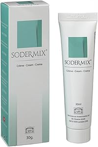 Sodermix 30ml Tubo e caixa de creme SODERMIX, branco com detalhes verdes, texto em várias línguas