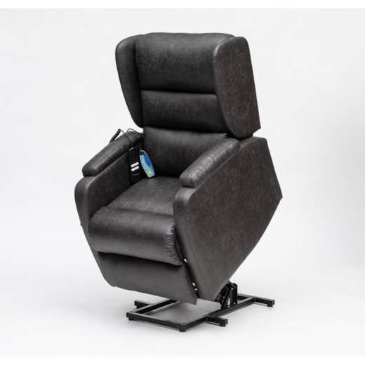 EVOLUXION SOFA ELE. EVOSOFY EV2002-R PACIFIC 2M C/RODAS Poltrona reclinável preta em couro com apoio de cabeça e base metálica