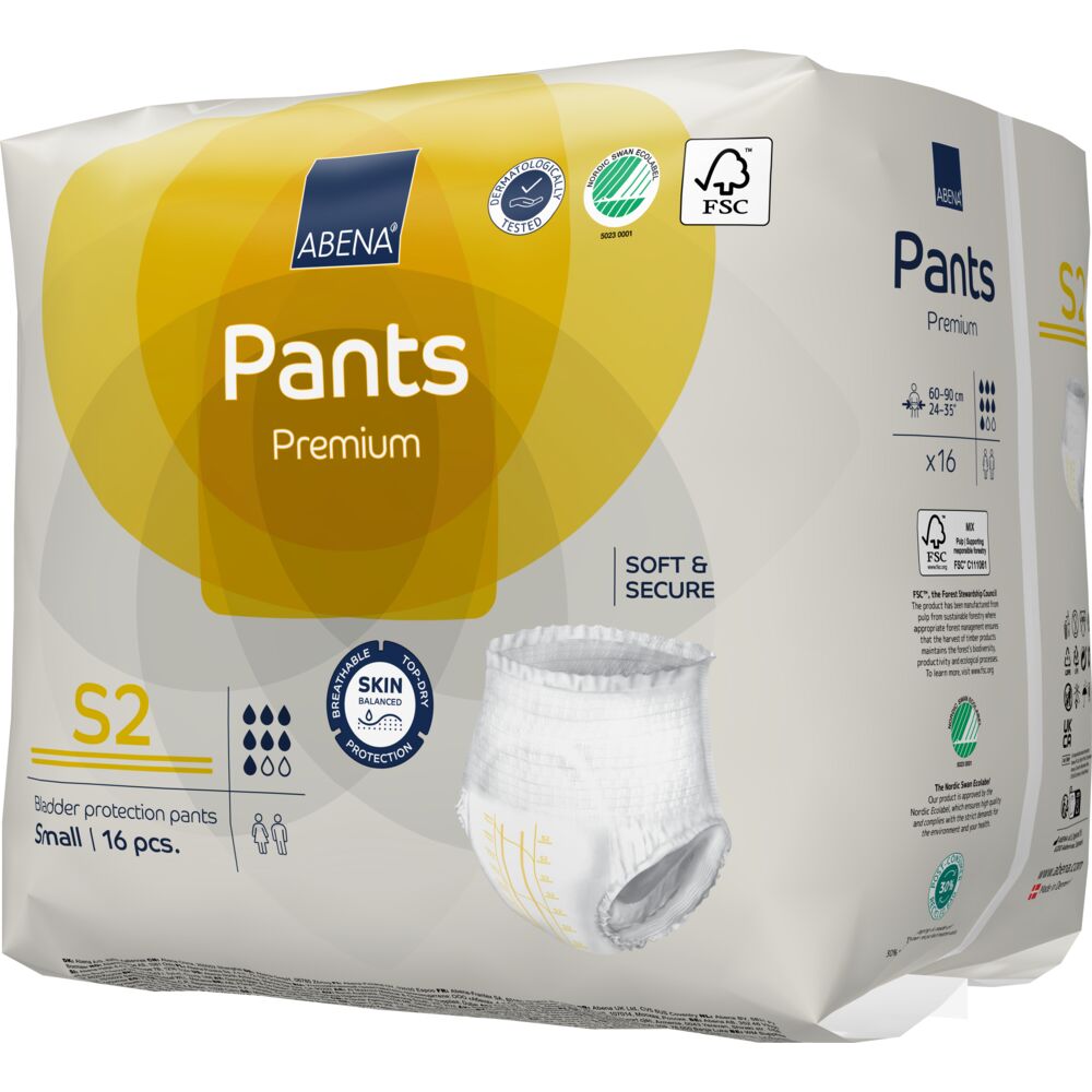 Abena Pants tamanho S2 Pacote de fraldas Abena Pants Premium S2 Small com 16 unidades