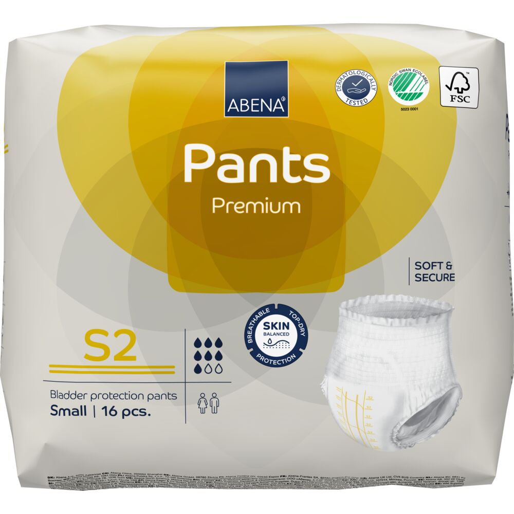 Abena Pants tamanho S2 Pacote de fraldas Abena Pants Premium S2 tamanho pequeno