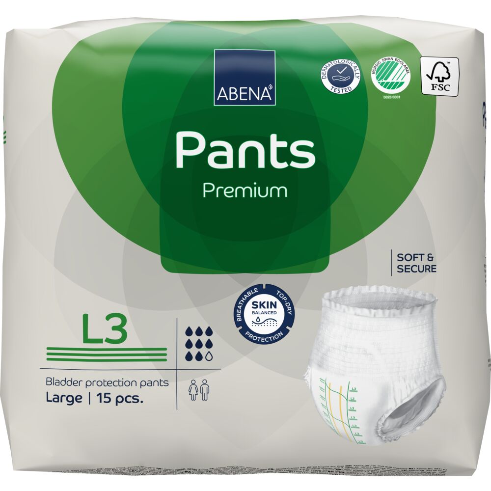 Abena Pants tamanho L3 Pacote de fraldas Abena Pants Premium tamanho Large branco e verde