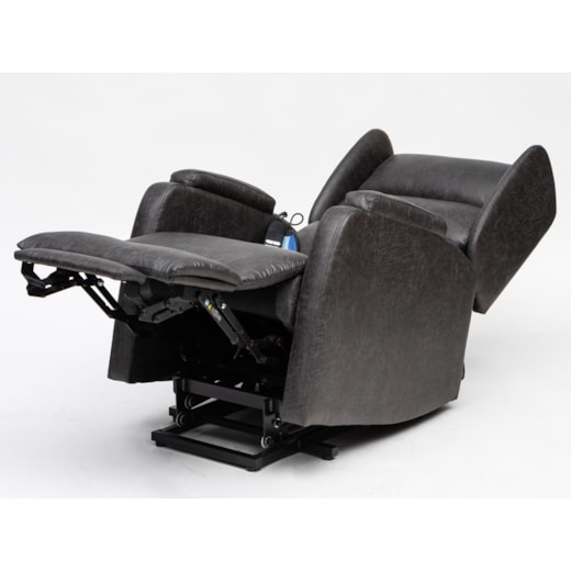 EVOLUXION SOFA ELE. EVOSOFY EV2002-R PACIFIC 2M C/RODAS Poltrona reclinável cinza escuro com mecanismo metálico e pés retangulares