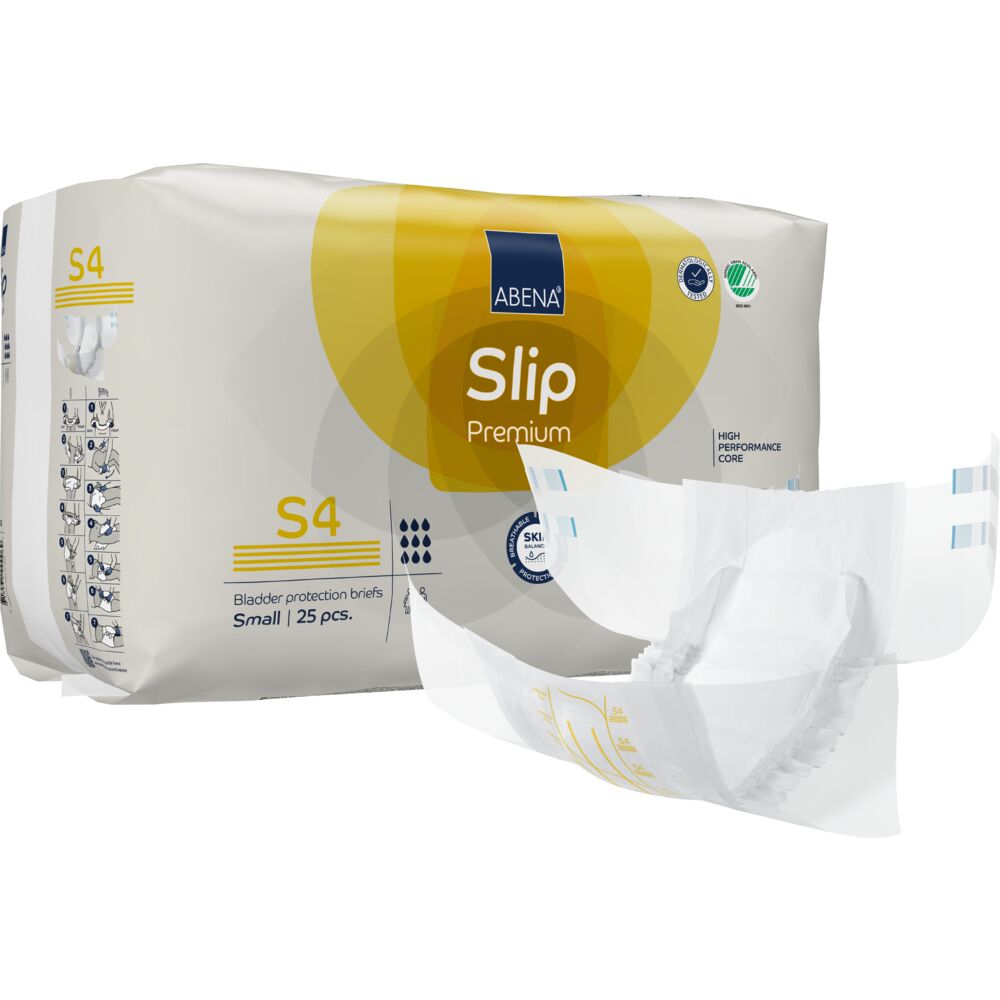 Abena Slip tamanho S4 Pack de cuecas absorventes Abena Slip Premium S4 branco e amarelo