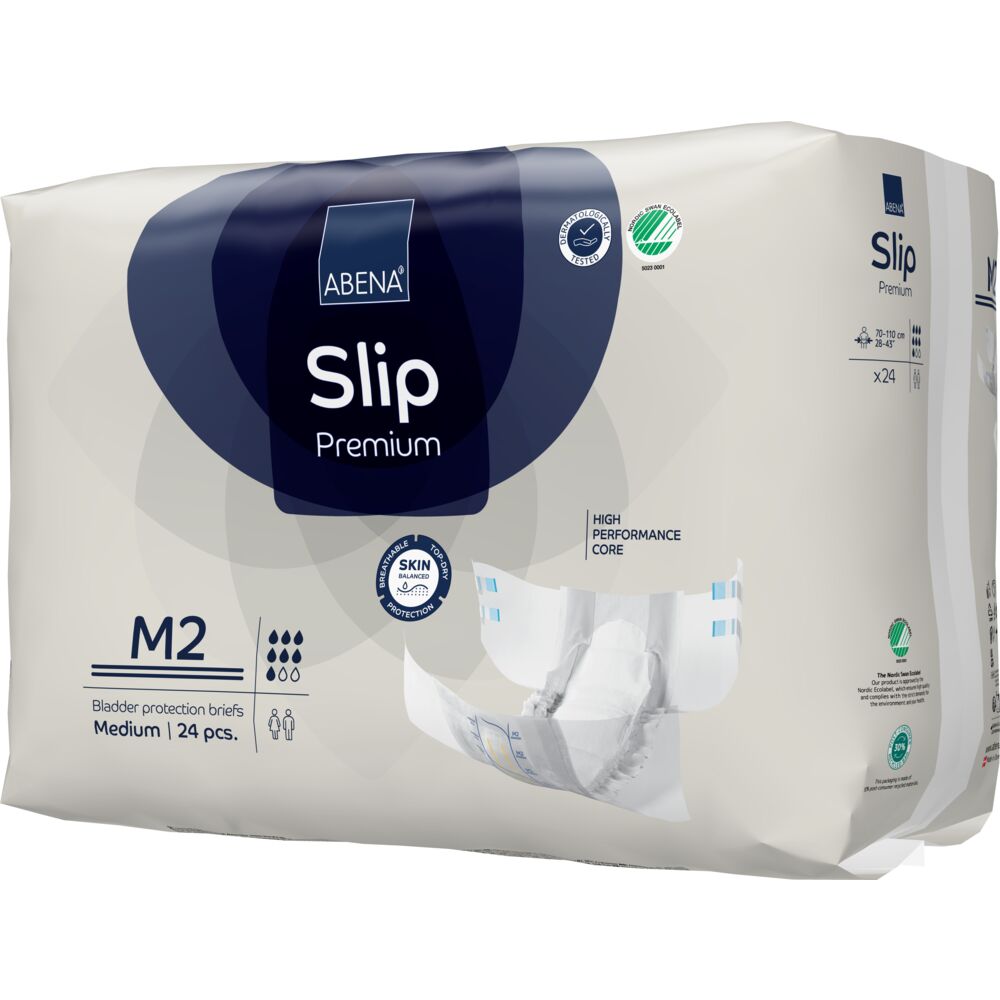 Abena Slip tamanho M2 Pacote branco e azul de fraldas Abena Slip Premium tamanho Medium 24 unidades