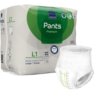 Pacote de fraldas para adultos ABENA Pants Premium L1 tamanho Large com uma fralda à frente