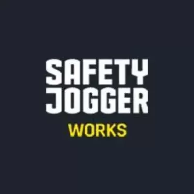 Texto Safety Jogger Works em fundo preto