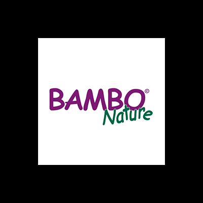 Logótipo BAMBO Nature em roxo e verde