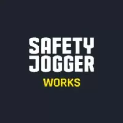Texto Safety Jogger Works em fundo preto