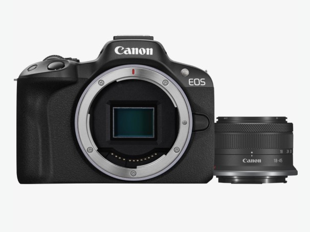 Canon EOS R50, Preto + Objetiva RF-S 18-45mm F4.5-6.3 IS STM