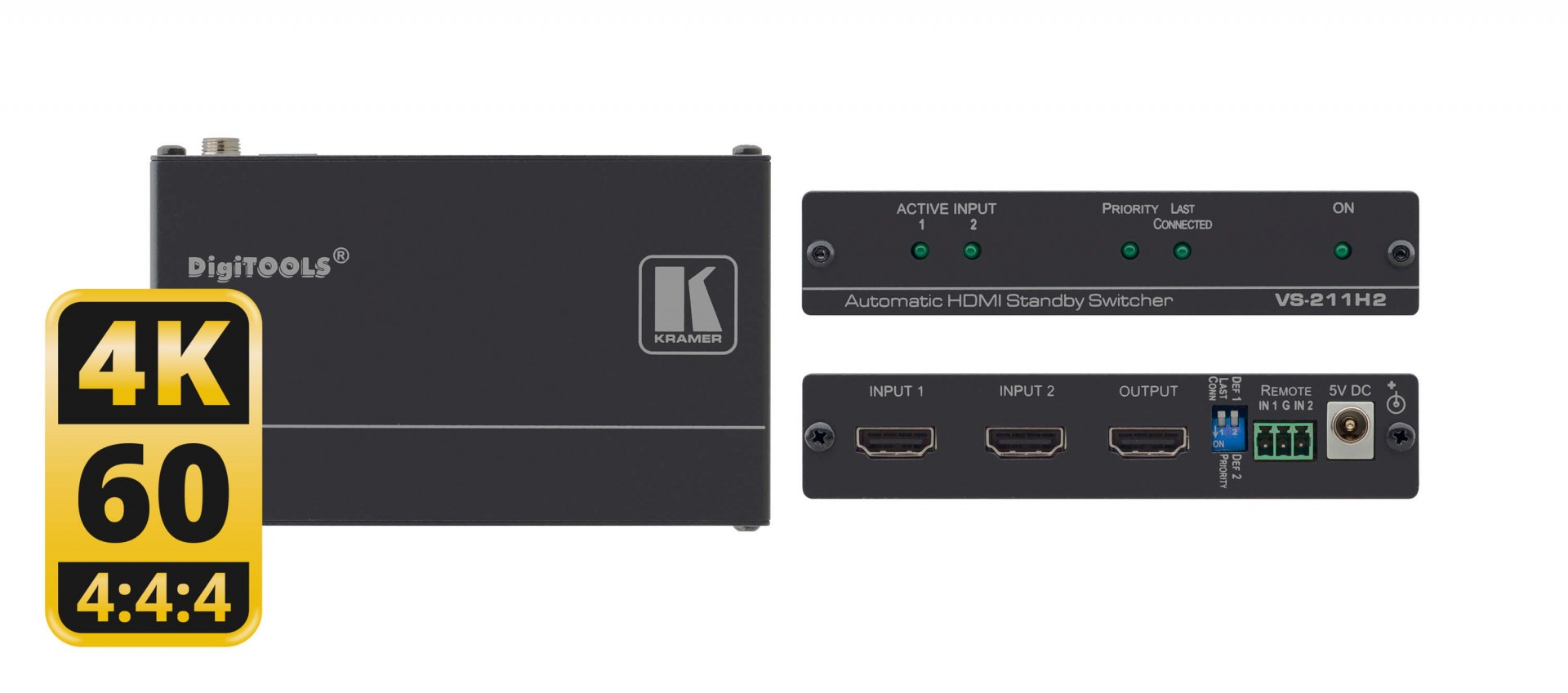 Kramer VS-211H2 2x1 4K HDR HDCP 2.2 HDMI Auto Switcher