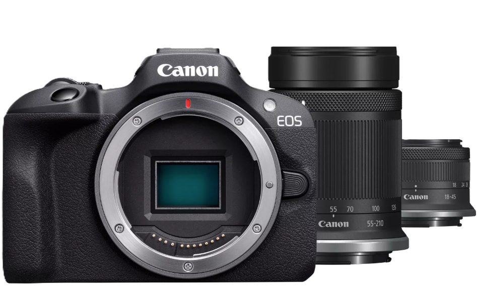 Canon Câmara EOS R100 + RF-S 18 – 45mm IS STM + RF-S 55-210mm F5-7.1 IS STM