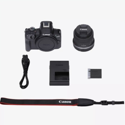 Canon EOS R50, Preto + Objetiva RF-S 18-45mm F4.5-6.3 IS STM