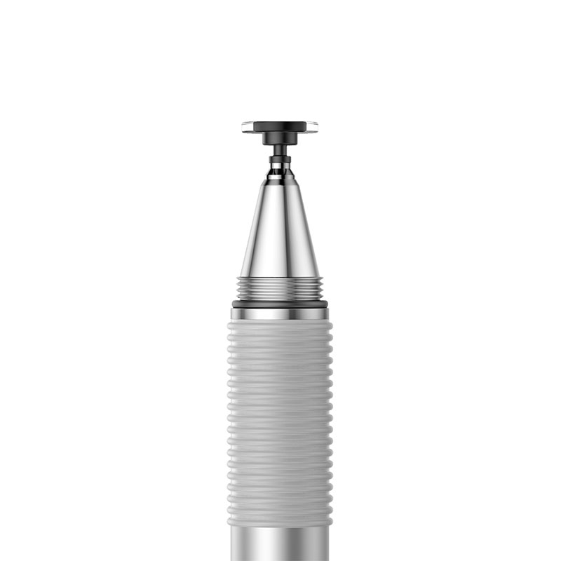 Caneta Stylus Baseus Golden Cudgel Double-sided Ponta da caneta técnica prateada com empunhadura branca texturizada