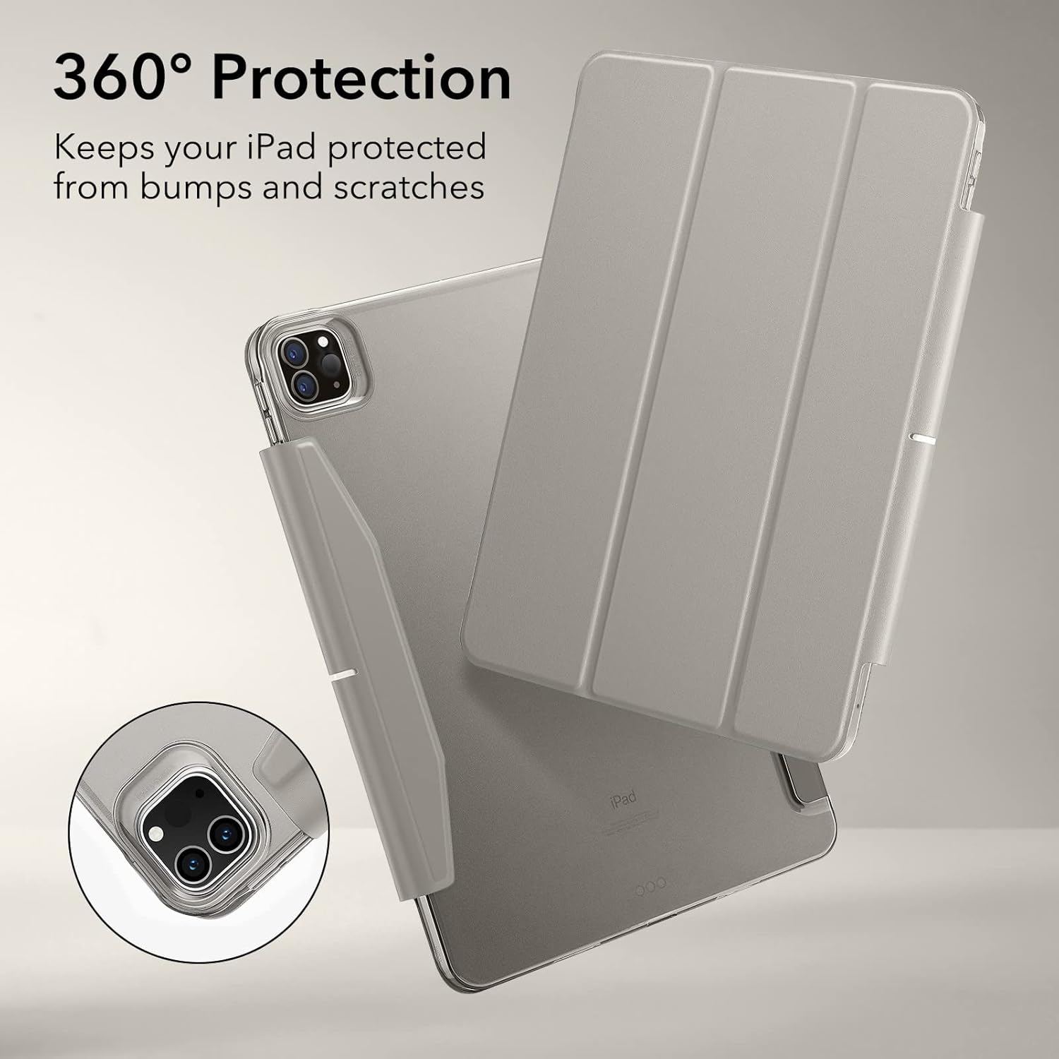 Capa ESR Ascend para iPad Pro 12.9" Capa protetora cinzenta para iPad com cobertura total e textura lisa