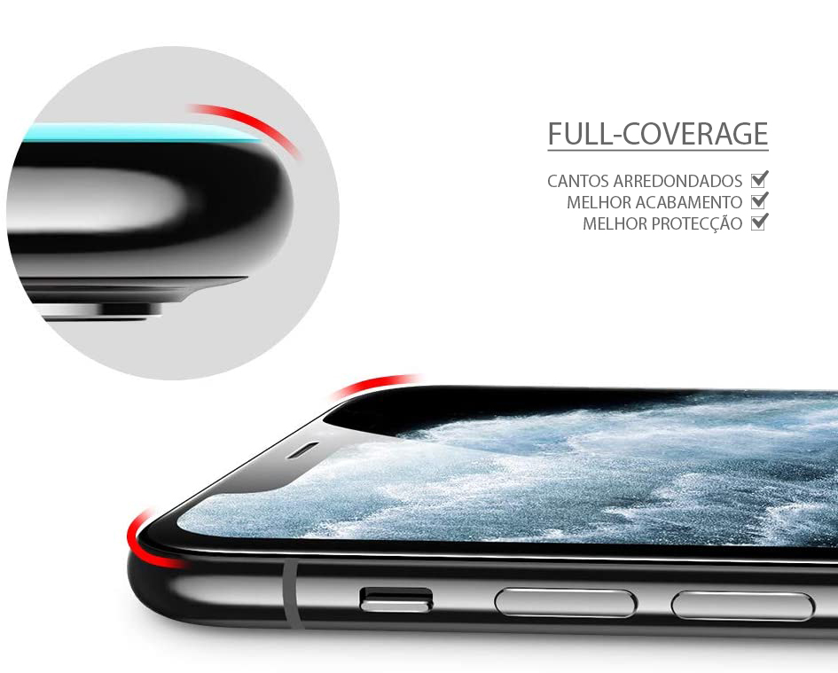 Película de Protecção Nano-Flex em Vidro Temperado Híbrido 5D Wozinsky para iPhone 11 Pro/XS/X Capa protetora preto com acabamento azul claro para smartphone com cantos arredondados