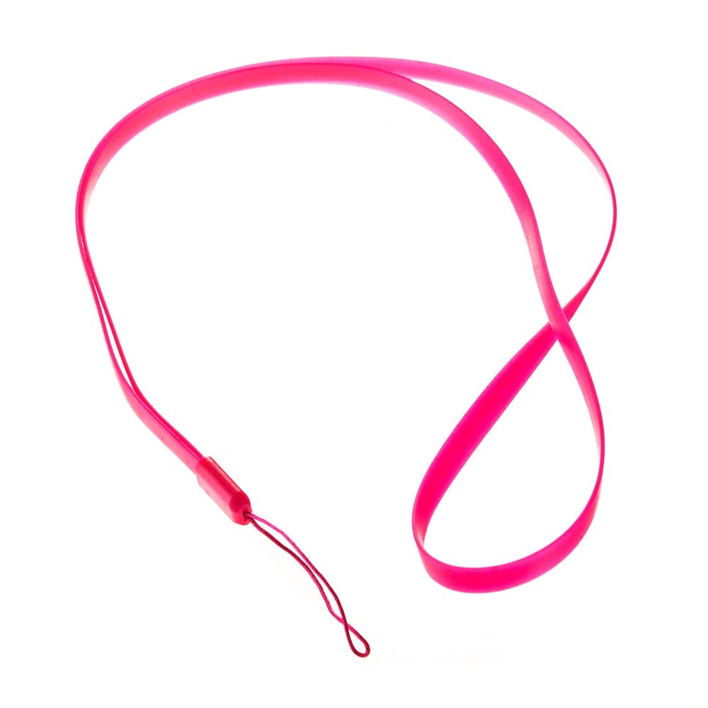 Fita Universal para pescoço em silicone Cordão rosa com clip para pendurar objetos