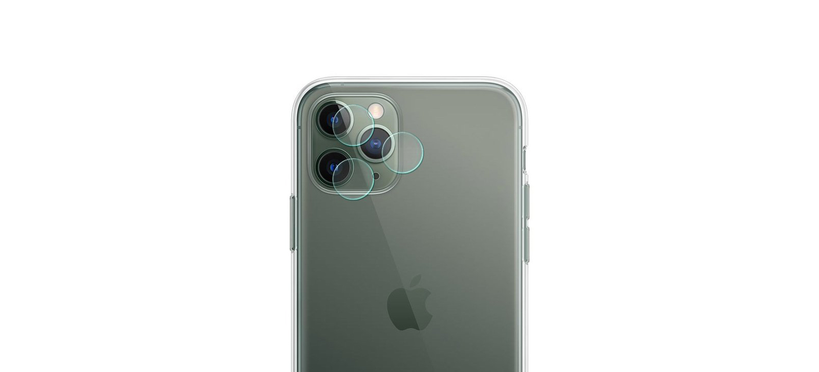 Películas de Protecção de Câmara Traseira em Vidro Temperado para iPhone 11 Pro/11 Pro Max Capa transparente para iPhone verde com recortes para câmaras e flash