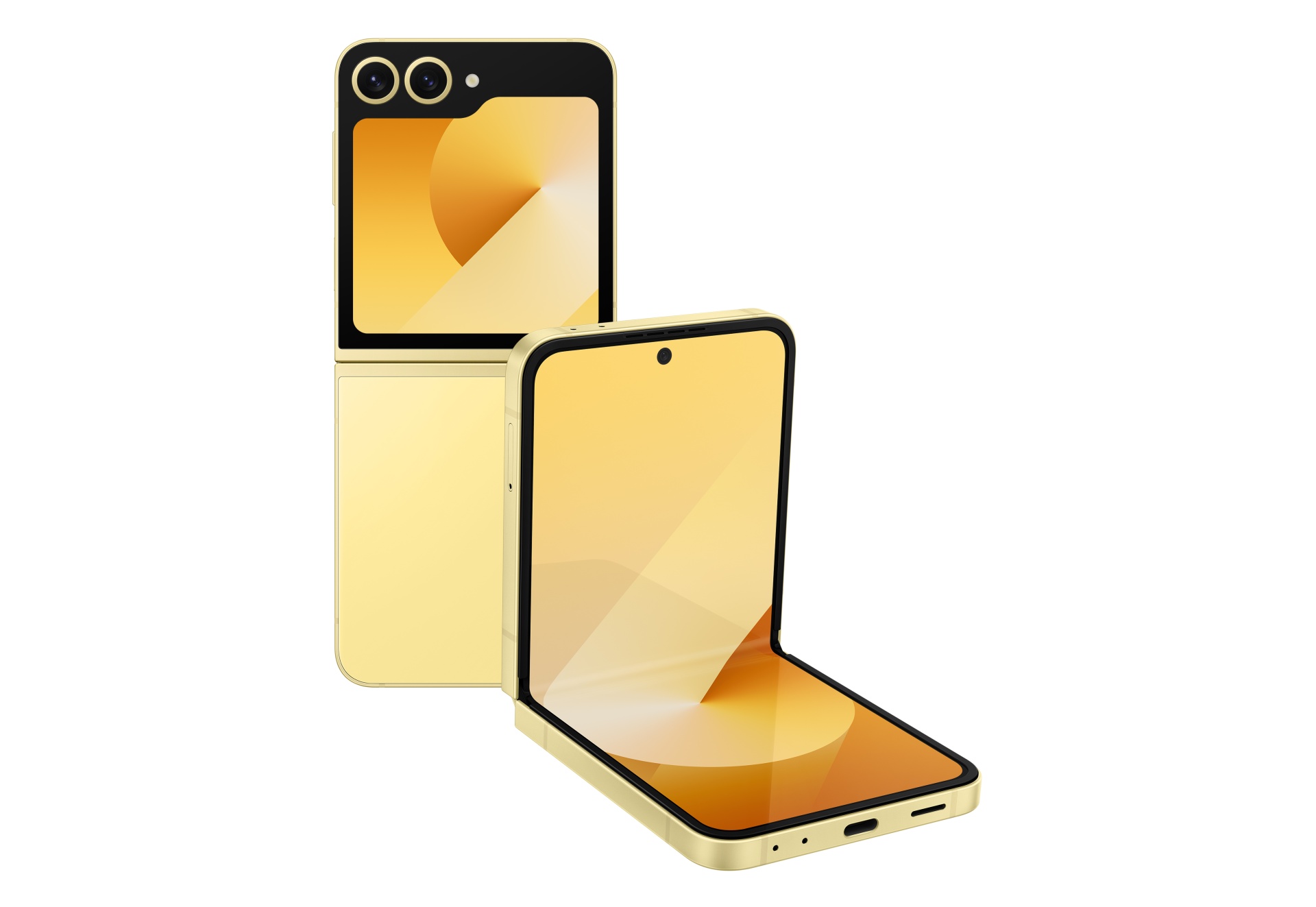 Samsung Galaxy Z Flip 6 Yellow - 12GB/256GB (de Ocasião - CRN) Smartphone dobrável amarelo com ecrã dobrado e duas câmaras traseiras