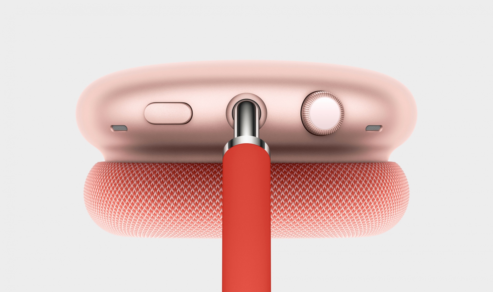 Apple AirPods Max Auricular headphone rosa com almofada de tecido e cabo vermelho