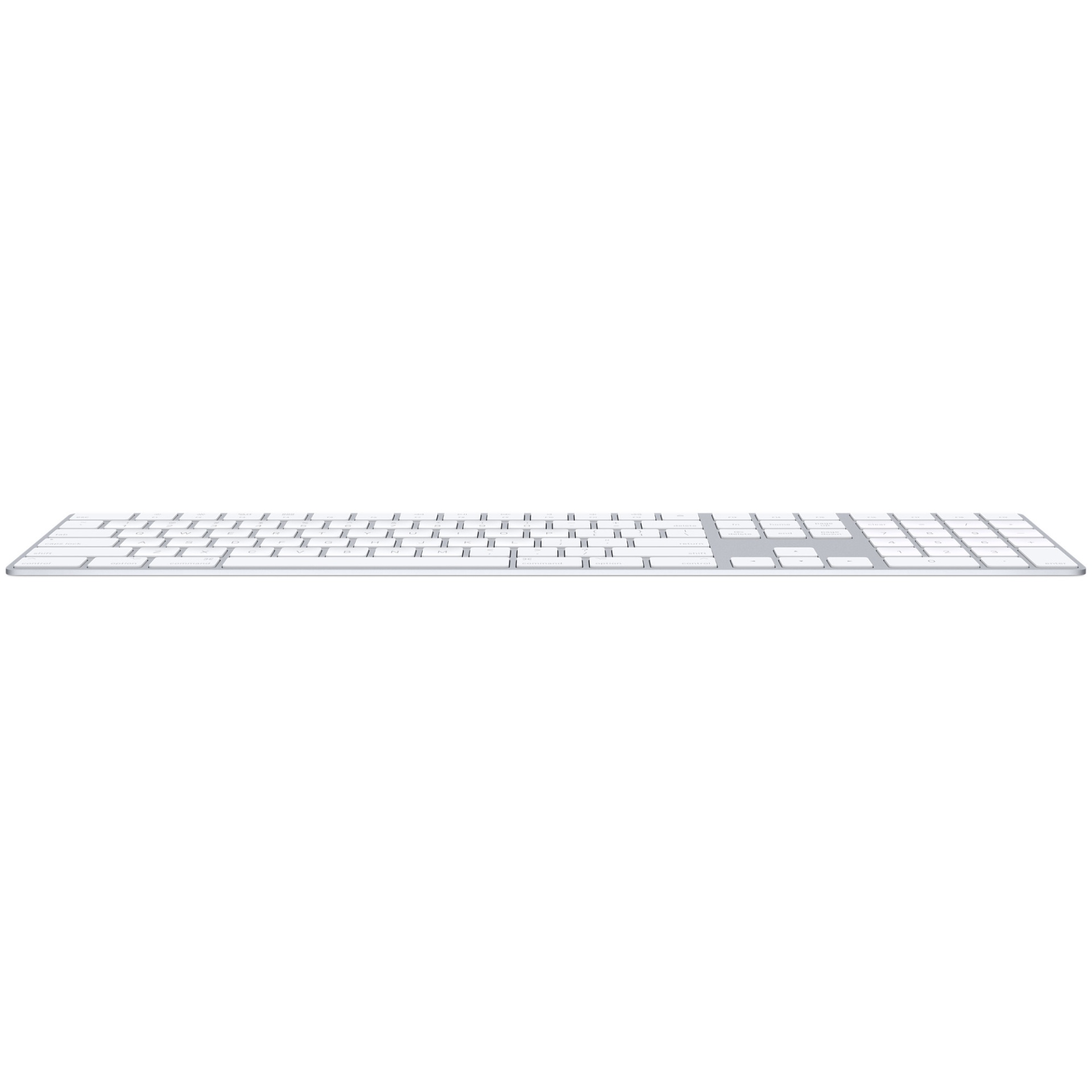 Apple Magic Keyboard com teclado numérico - Português Teclado de computador branco e cinzento com layout QWERTY sobre fundo branco