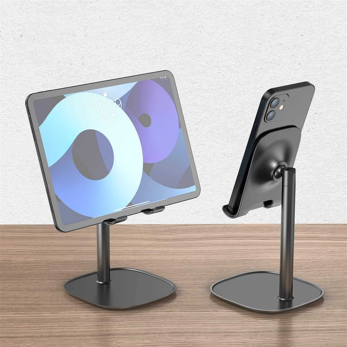 Suporte Secretária Universal Ajustável para Smartphone e Tablet Suporte de mesa preto para tablet e smartphone