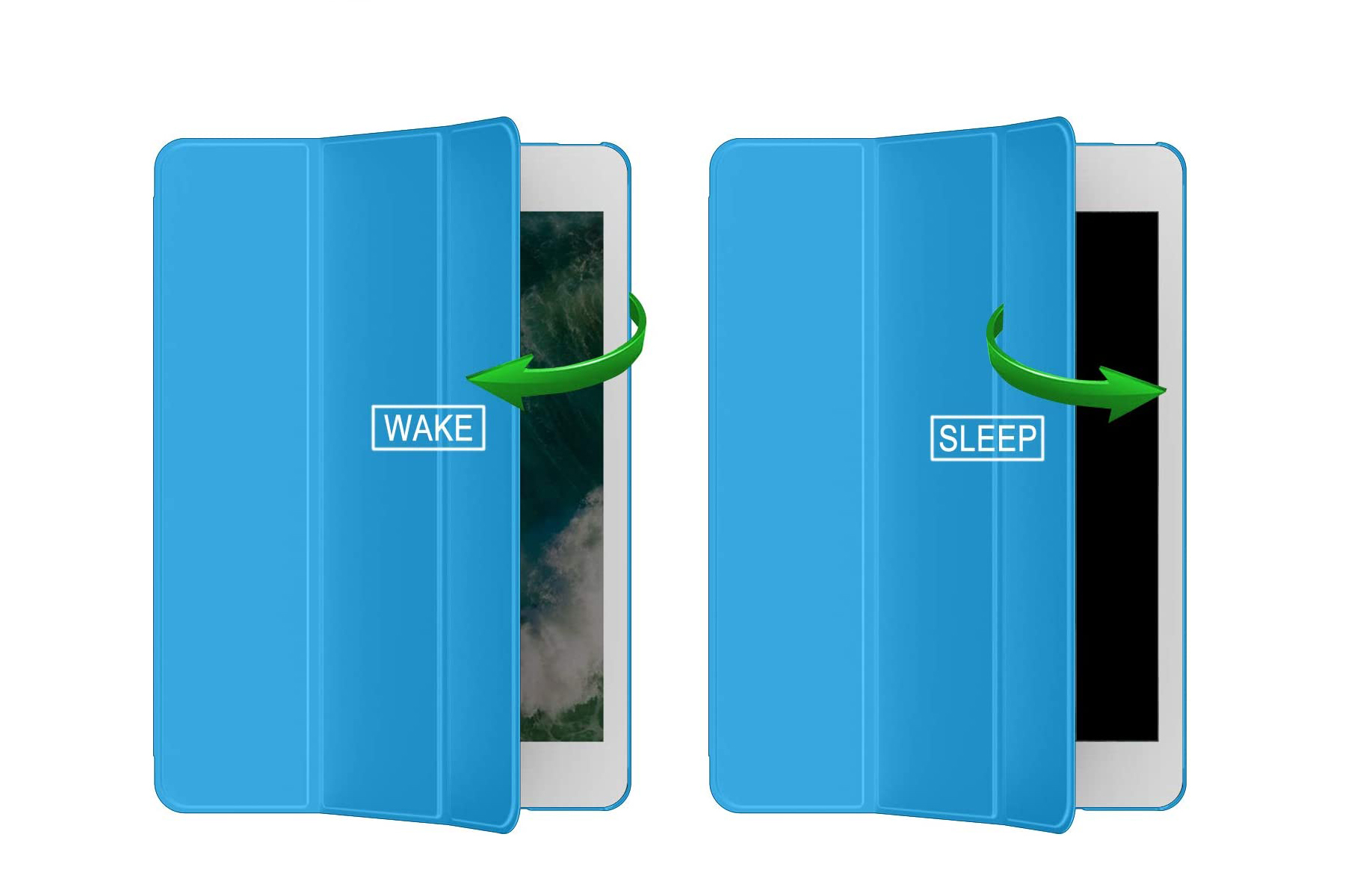 Capa Smart Color para iPad mini (1/2/3) Capa azul para tablet com indicações WAKE e SLEEP