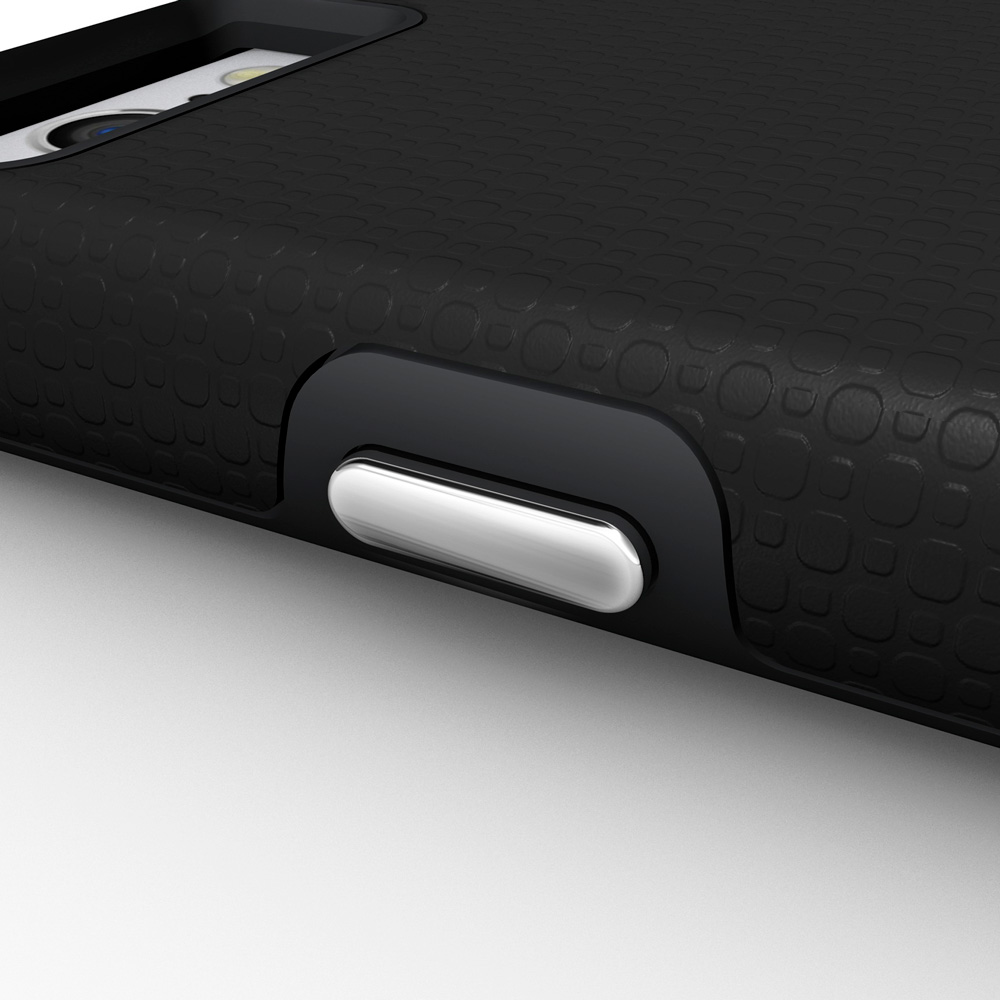 iPhone 6/6S Capa Anti-Shock Armor Rugged Capa protetora preta texturizada para telemóvel com botão prateado