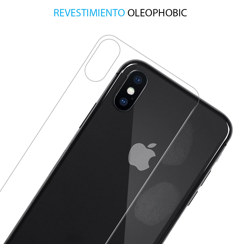 Películas de Protecção Traseira em Vidro Temperado iPhone X/XS Smartphone preto Apple com capa protetora transparente e texto revestimiento oleophobic