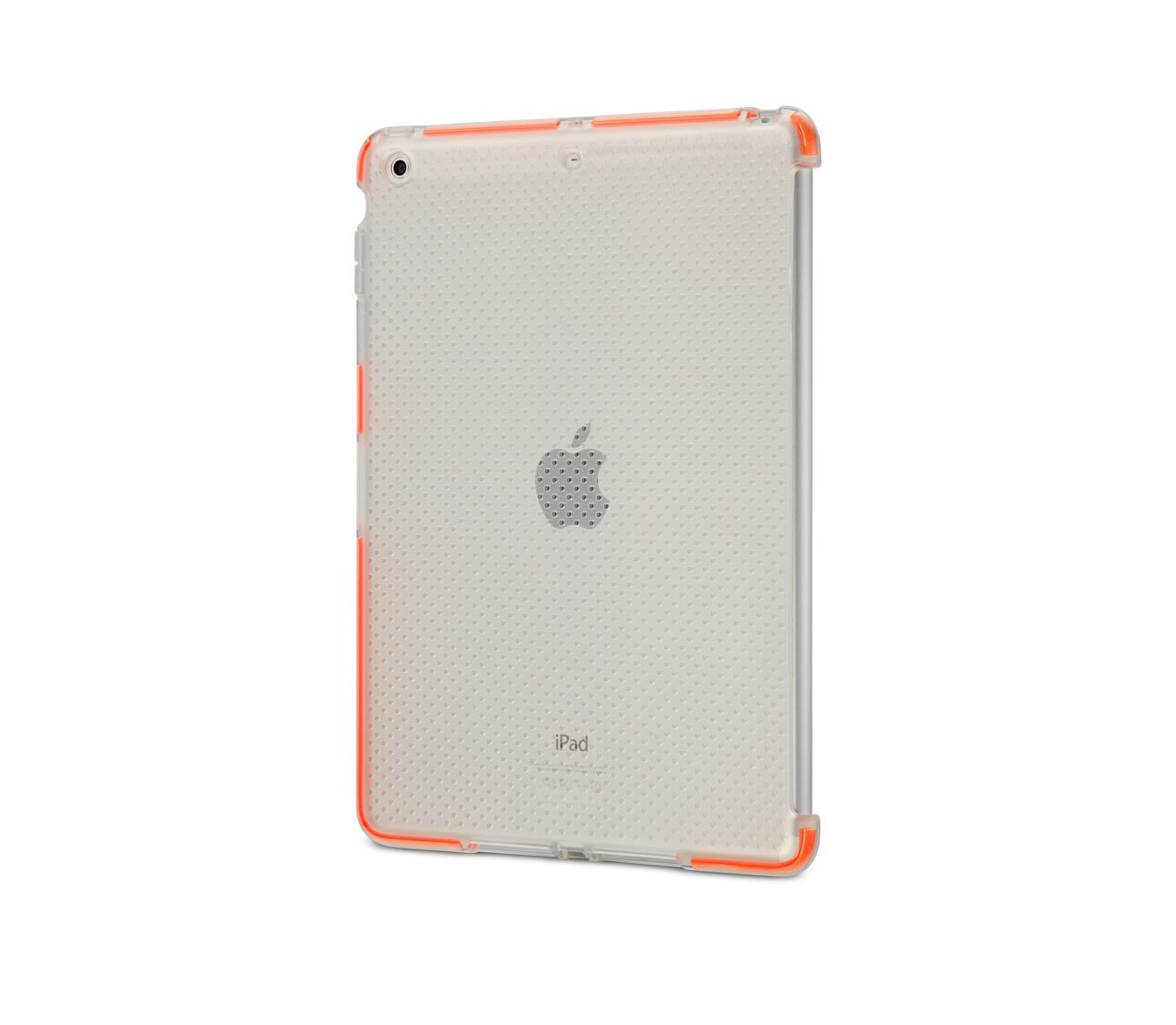 Capa Tech 21 Impact Mesh Clear para iPad Capa protetora translúcida para iPad com bordas laranja e textura pontilhada