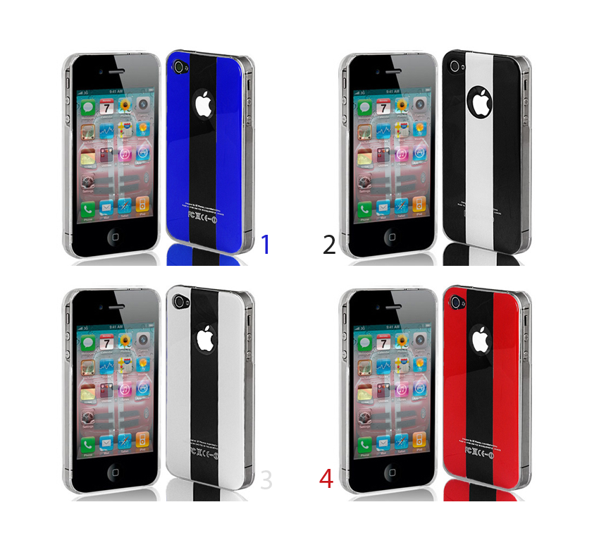 iPhone 4/4S Capa Ultra-Fina Listas Quatro telemóveis com capas brilhantes coloridas em fundo branco