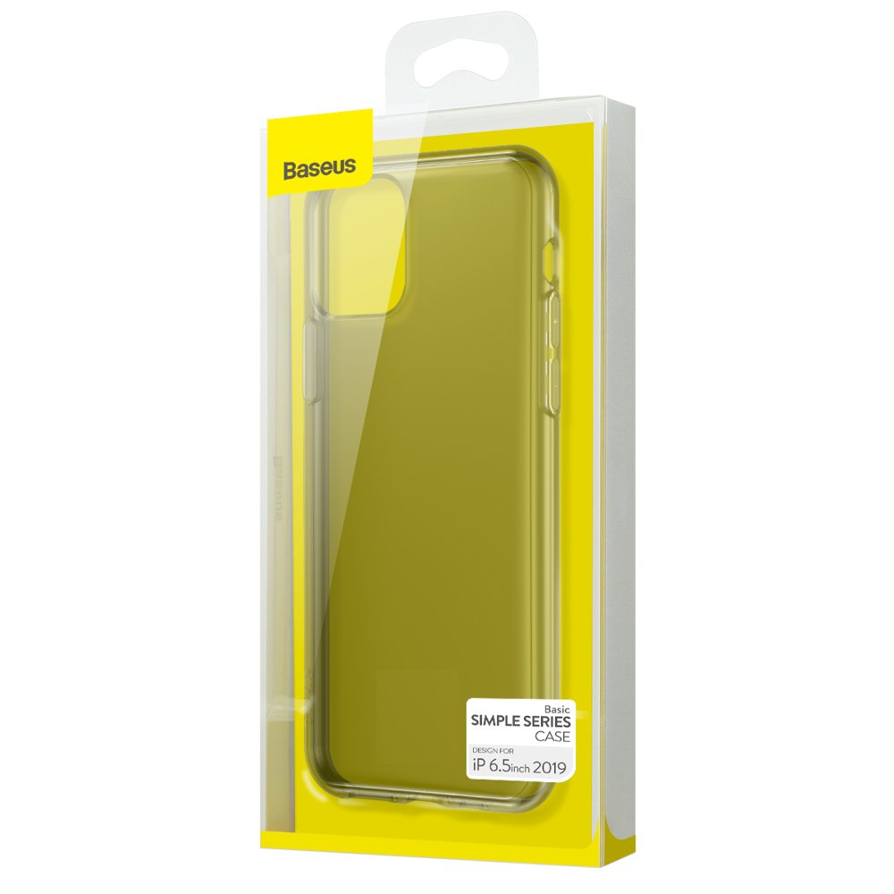 Capa Naked Silicone Baseus Simple para iPhone 11 Pro Max Capa de telemóvel transparente Baseus Simple Series amarelo para iPhone