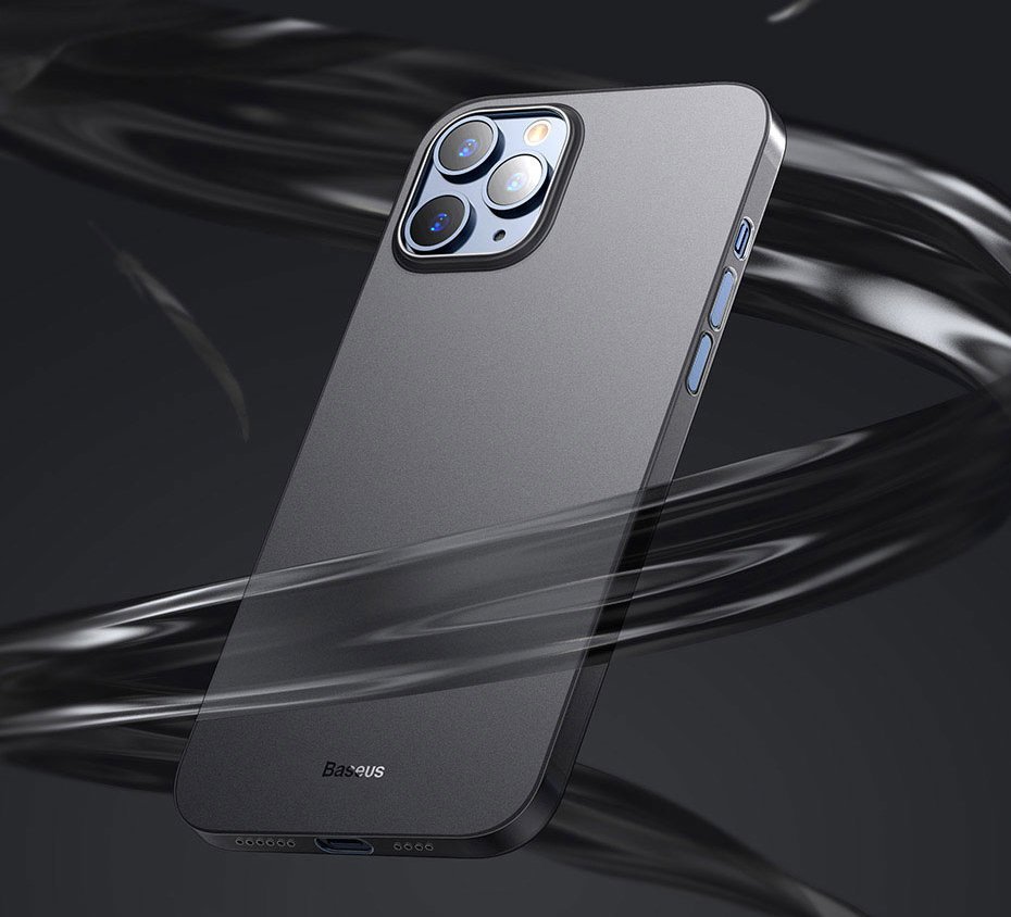 Capa Ultra Slim Wing para iPhone 12/12 Pro Capa protetora cinza escuro para smartphone com recorte para três câmaras e botões laterais