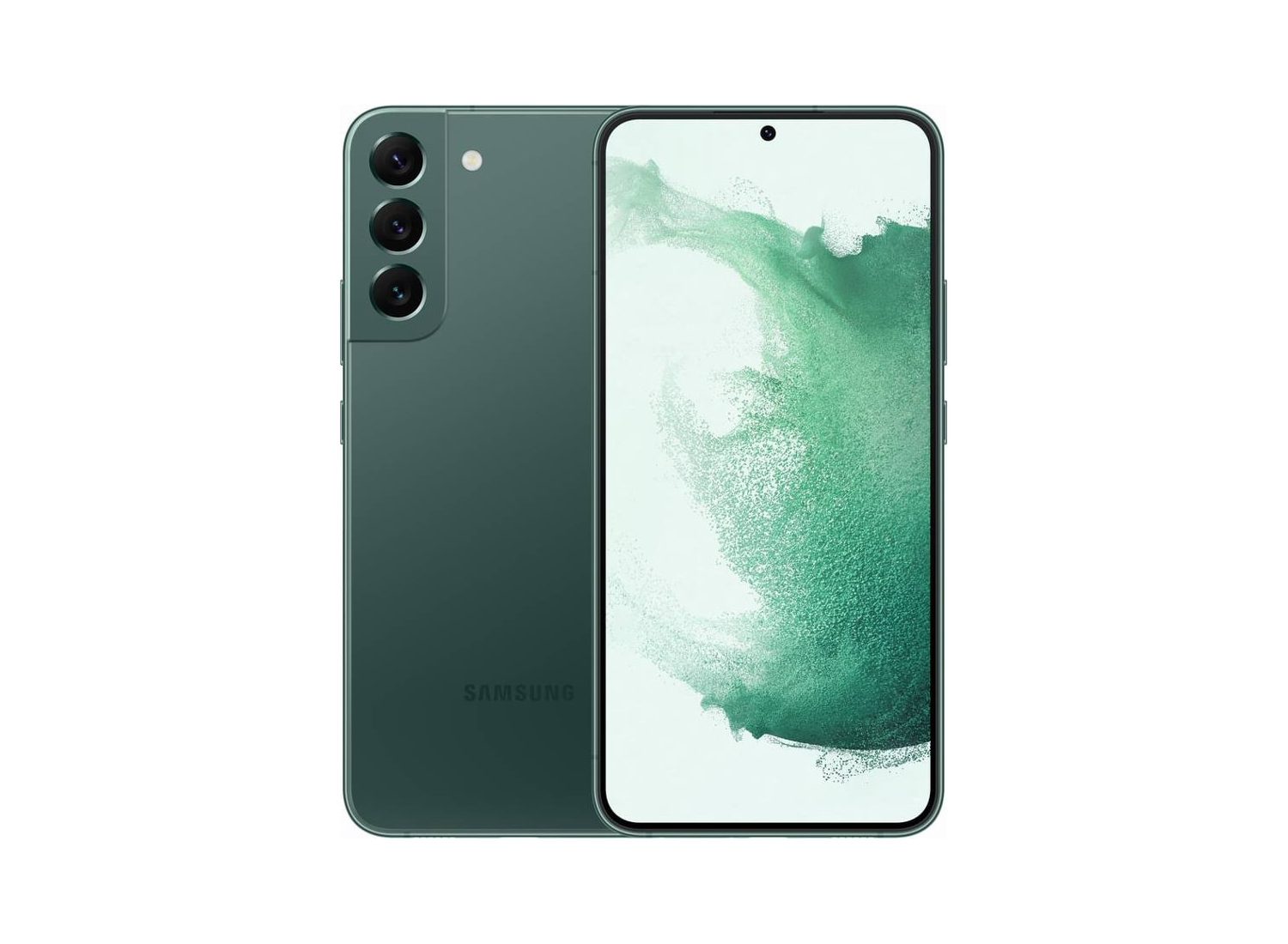 Samsung Galaxy S22 8GB/256GB - Green (Seminovo) Smartphone Samsung verde escuro visto de frente e de costas