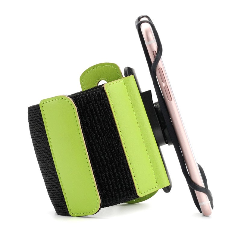 Sports Armband Universal / Bolsa Desportiva Forearm Suporte de braço para smartphone verde e preto com telemóvel rosa